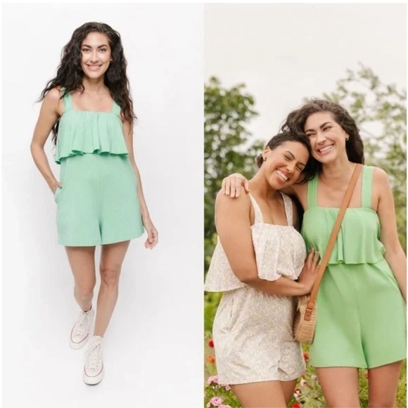 NWT Smash + Tess The Playful Shorty Romper in Smash Sage - Picture 1 of 11
